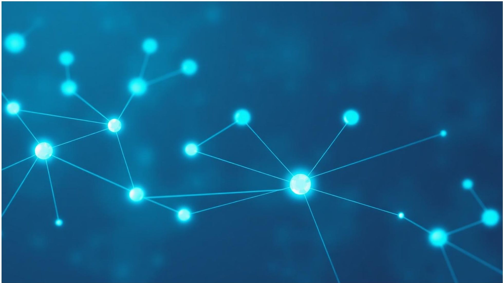 Abstract network of connected medical data nodes.
